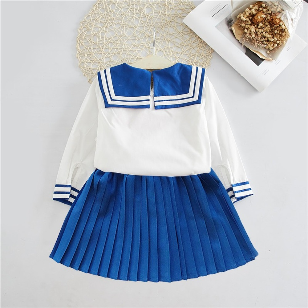 Girls Navy Sailor Costume Child Halloween Long Sleeve School Uniform Fancy Dress