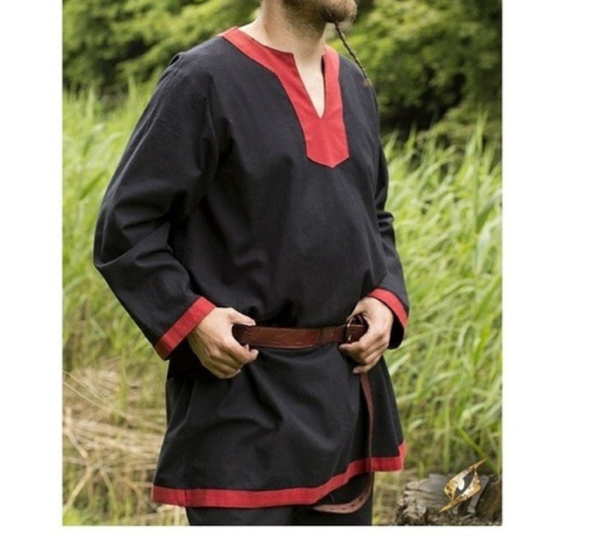 Mens Long Sleeve Shirt Medieval Renaissance Knight Tunic Viking Warrior Top Halloween Costume