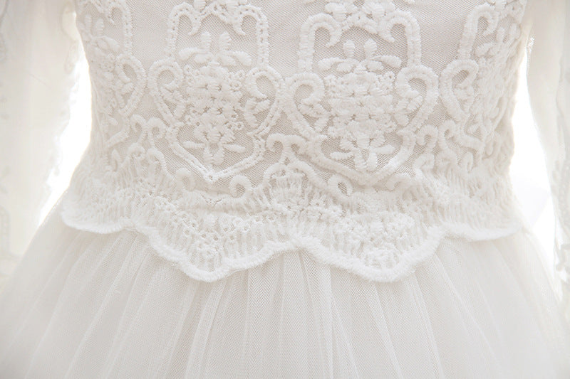 Elegant Lace Baby Baptism Christening Gown Blessing Dress + Bonnet