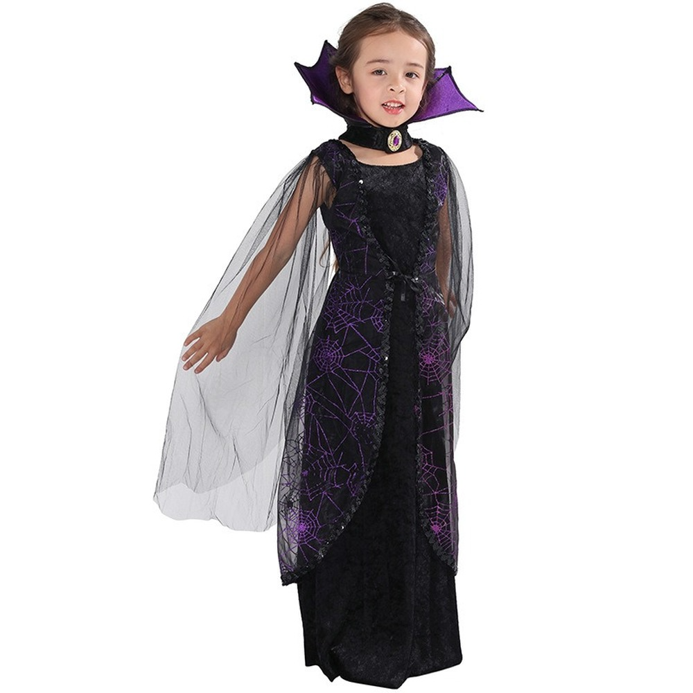 Girls Witch Costume Kids Batgirl Halloween Cosplay Fancy Dress Up Party Outfit