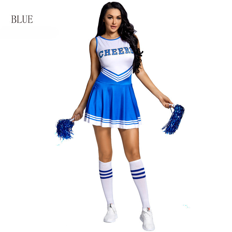 Women's Cheerleading Uniform | Five-color CHEERS Sleeveless Football Baby | Cheerleading Skirt & Socks with La La Flowers