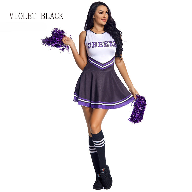 Women's Cheerleading Uniform | Five-color CHEERS Sleeveless Football Baby | Cheerleading Skirt & Socks with La La Flowers