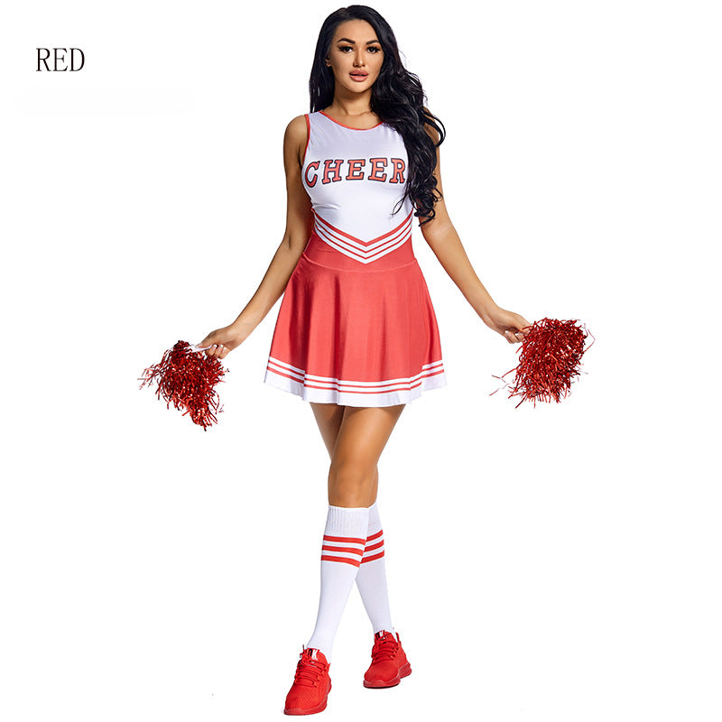 Women's Cheerleading Uniform | Five-color CHEERS Sleeveless Football Baby | Cheerleading Skirt & Socks with La La Flowers