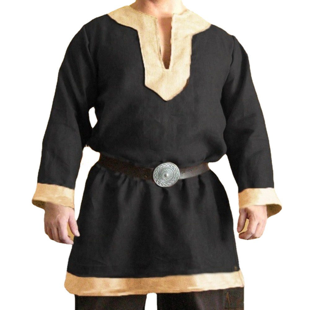 Mens Long Sleeve Shirt Medieval Renaissance Knight Tunic Viking Warrior Top Halloween Costume